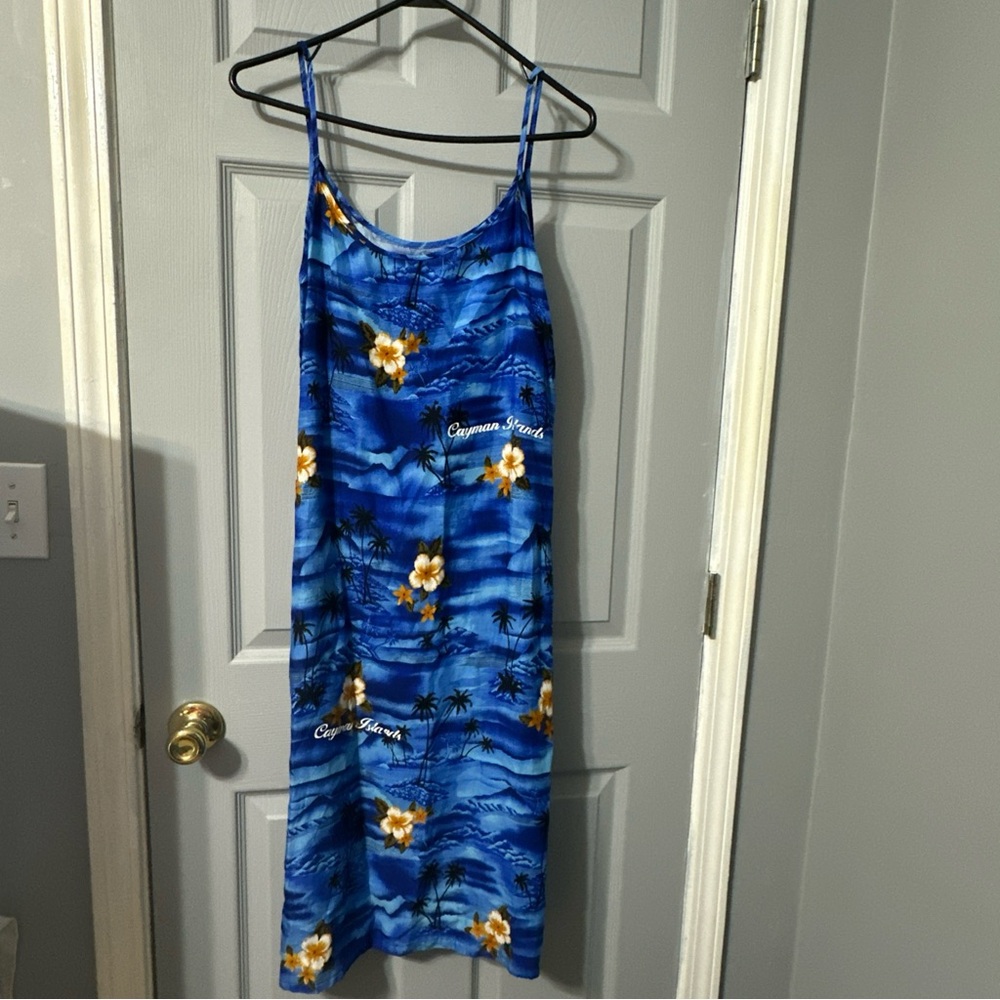 Tropical Blue Maxi Dress with Floral Accents